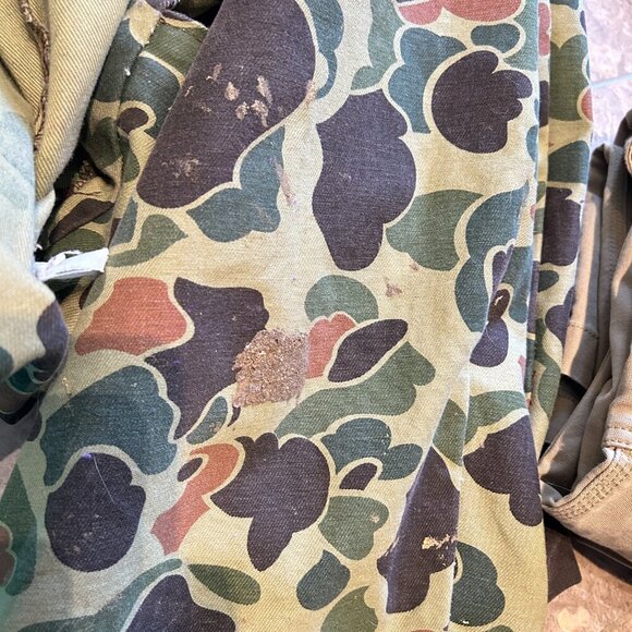 Vtg Duck Camo Canvas Coveralls Sz L Distressed One Piece Utility‎ Grunge Hunting - Picture 10 of 14